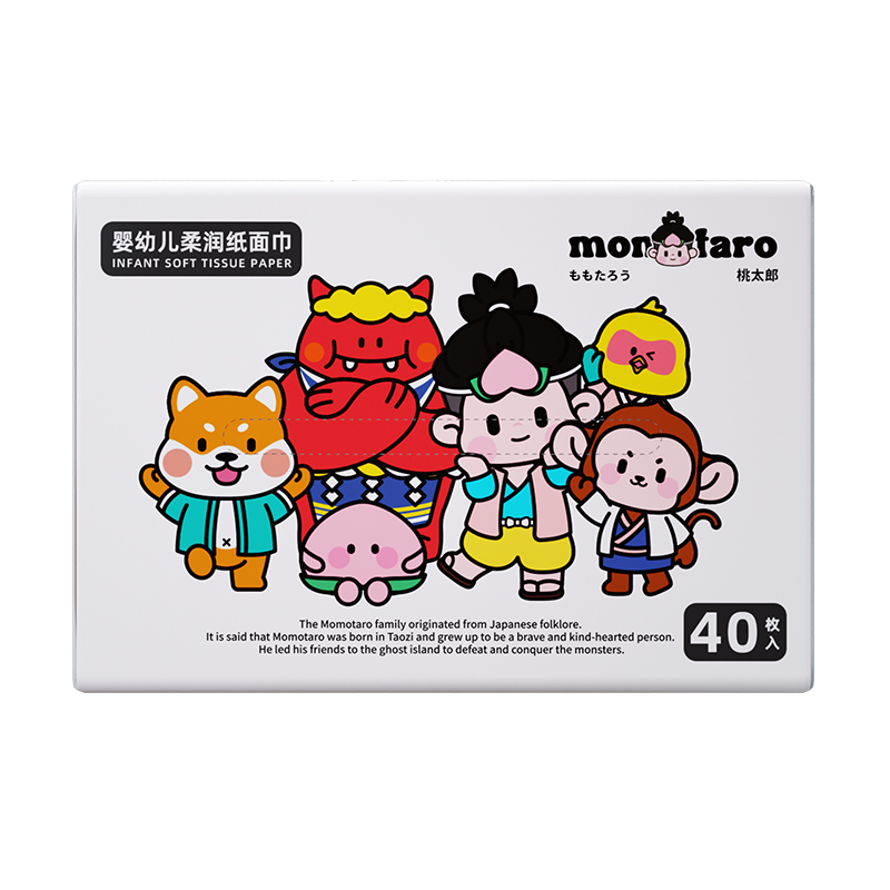 Антимикробное увлажняющее средство Momotaro в коробке с 40 ящиками для детей и взрослых, оптовый производитель фабрики.